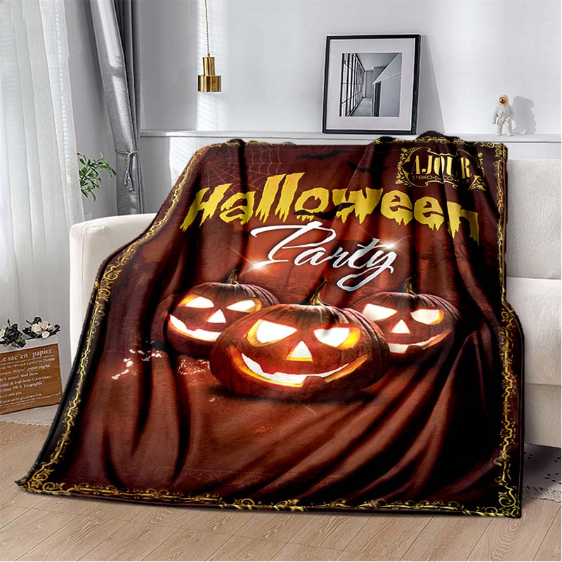 Halloween Terrifying Pumpkin Surprise Soft Blanket Home Room Sofa Bed Warm Travel Picnic Leisure Office Oversized Gift Blanket