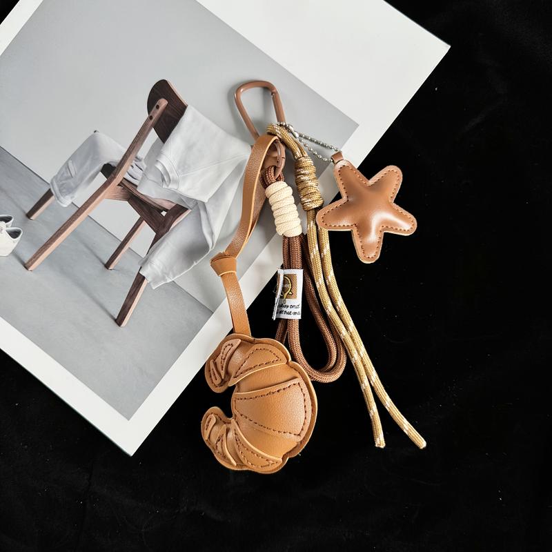 Taschenanhänger GHandgefertigtes Leder Croissant Geflochtener Stern Handy-Taschenanhänger Schlüsselanhänger Ornamente Geschenke