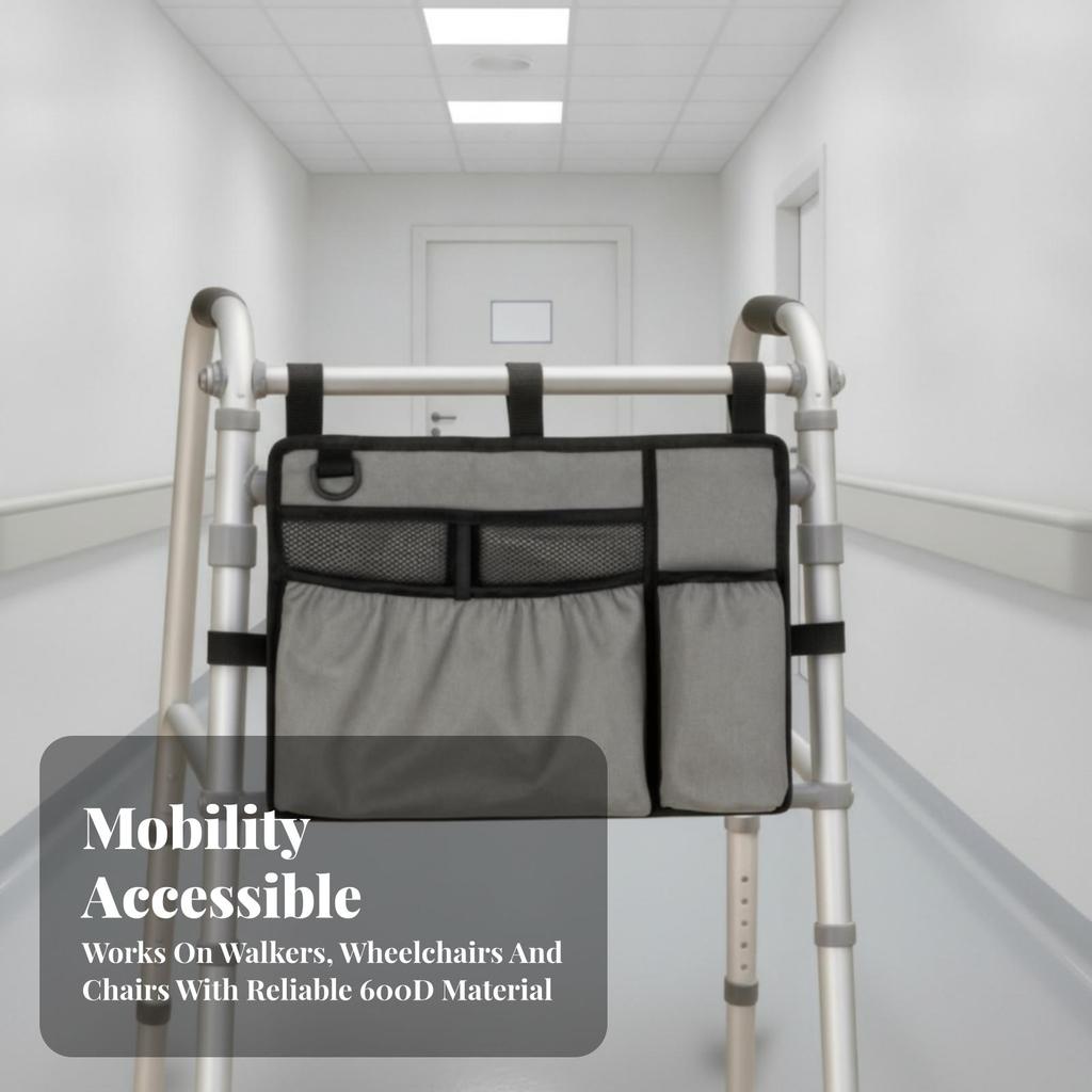 Mobility Aid Bag Robust Organizer Adjustable for Wheelchair