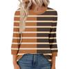 Women's Fashion Casual Seven Sleeve T-Shirt Print Round Neck Top