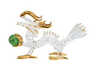 Vier Karren handgefertigte Glaskunst Feng Shui Gesundheits Glückskugel Drache 4 Zoll