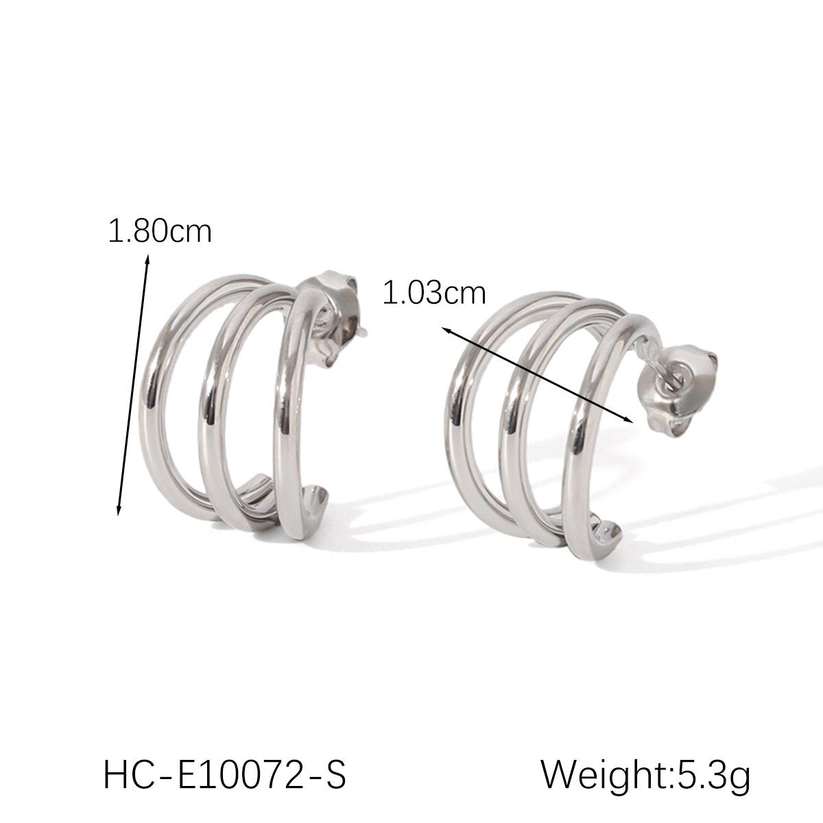 

18k Gold Stud Earrings, High-end Three-layer Line Titanium Steel Earrings for Women, Non-fading Ear Jewelry, Ins Style