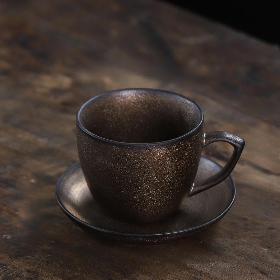 Vintage Crackle Glazed Ceramic Coffee Cup & Saucer Set For Latte Art, Afternoon Tea Cup & Saucer, Milk Tea Cup