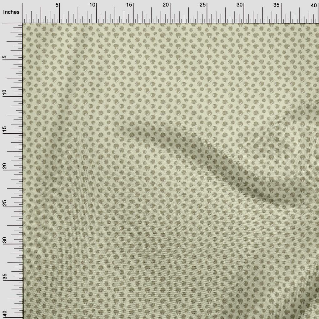 oneOone Cotton Flex Greenish Beige Fabric Asian Block Sewing Material Print Fabric By The Yard 40 Inch