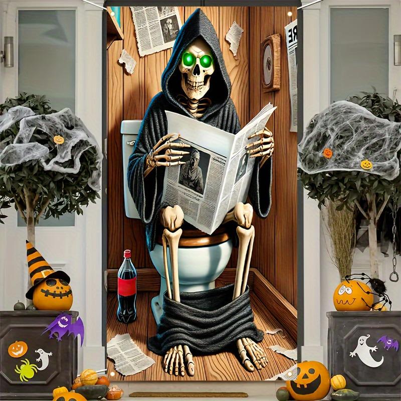 Halloween Closestool Skull 2D Door Banner Horror Theme Party Decorat Indoor and Outdoor Door Flag Polyester Background Cloth