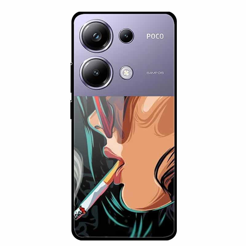 Painting Cover For Poco M6 Pro GlassTempered Glass Case Hard Back Shield for Xiaomi Poco M 6 Pro 6.67" Colourful Phone Fundas