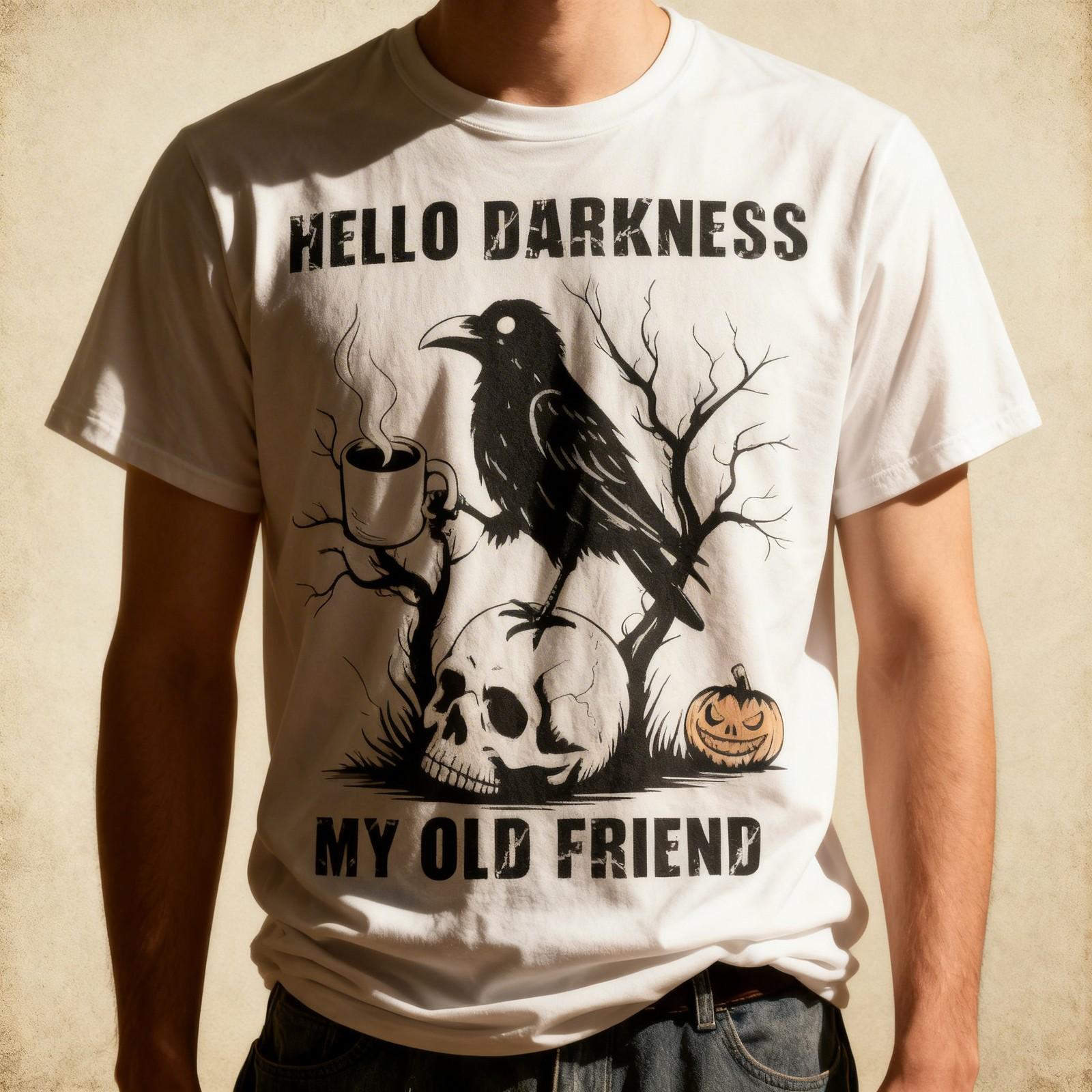 Hello Darkness My Old Friend Crow Coffee Spooky Unisex T-Shirt S