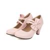 Women's Mary Jane Bow Block Heel Pumps for Party Casual Wear