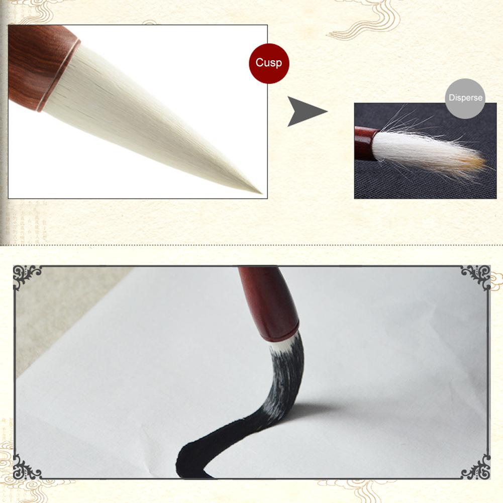 7Pcs Calligraphy Brush Weasel Hair Wood Handle Chinese Traditional Pen Set with Gift Box