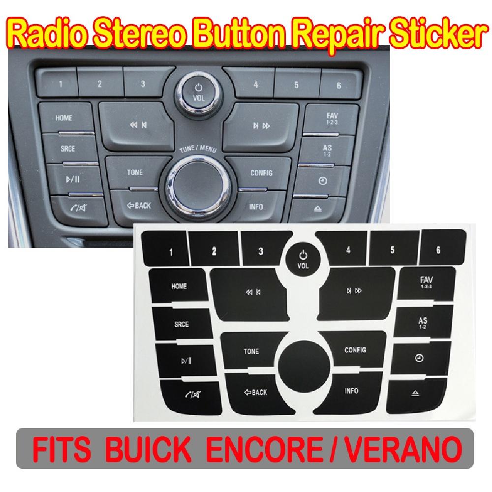 New Radio Audio Button Repair Decal Sticker Black For Buick Verano 2012-2015/ Encore