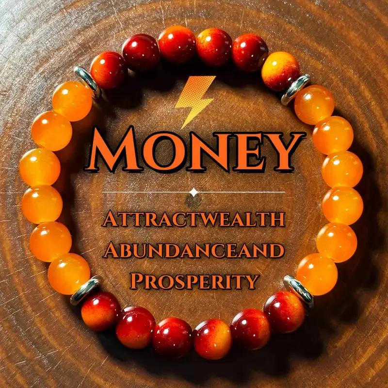 Beaded Jewelry Lucky Gift, 8mm Retro Style Gradient Natural Stone Bracelet, Men's and Women's Simple Good Luck Elastic Bracelet