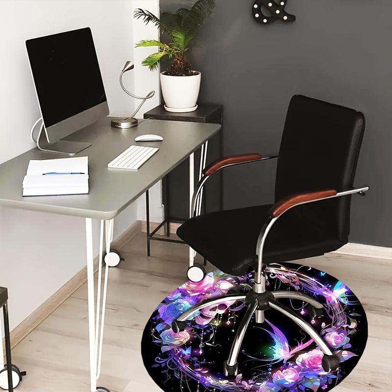 

1pc Office Carpet Chair Mats Skull Roses Butterfly Fantasy Perfect for Decorating Office Chairs, Living Rooms, Or Bedrooms.YDT239 80cm by 80cm