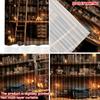 Set Of 2 Vintage Home Library Scene Curtains Floor Ceiling Bookshelf Ladder Decor Single Layer Realistic Interior View Curtain Made Polyester