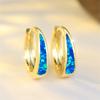 Blue White Green Purple Fire Opal Stone Round Hoop Earrings For Women Vintage Gold Color Wedding Jewelry Mother's Day Gifts