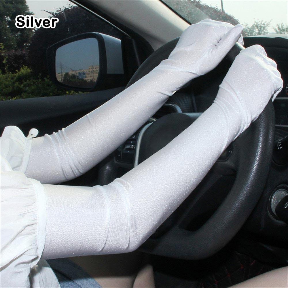 

Pure Color Long Anti-UV Gloves Elasticity Sunscreen Mittens New Driving Gloves Outdoor