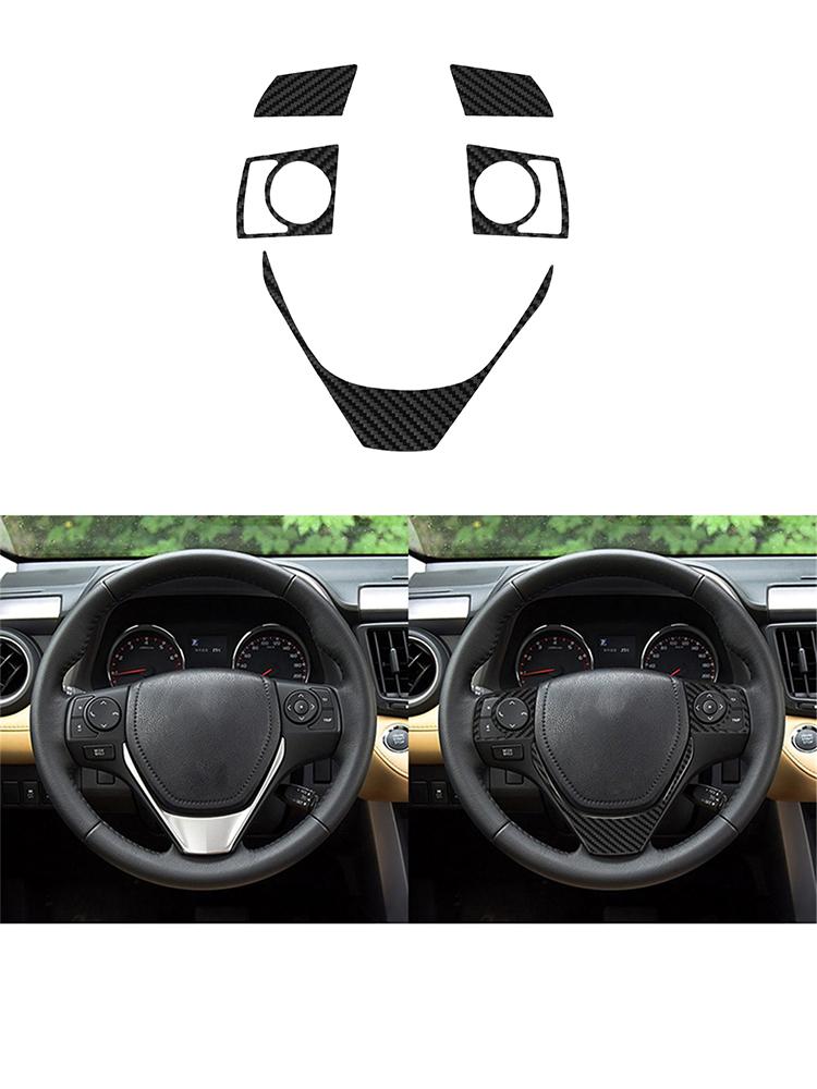 Black For Toyota RAV4 2013-2015 Car Interior Button Panel Decoration Protection Carbon Fiber Sticker Auto Styling Accessories
