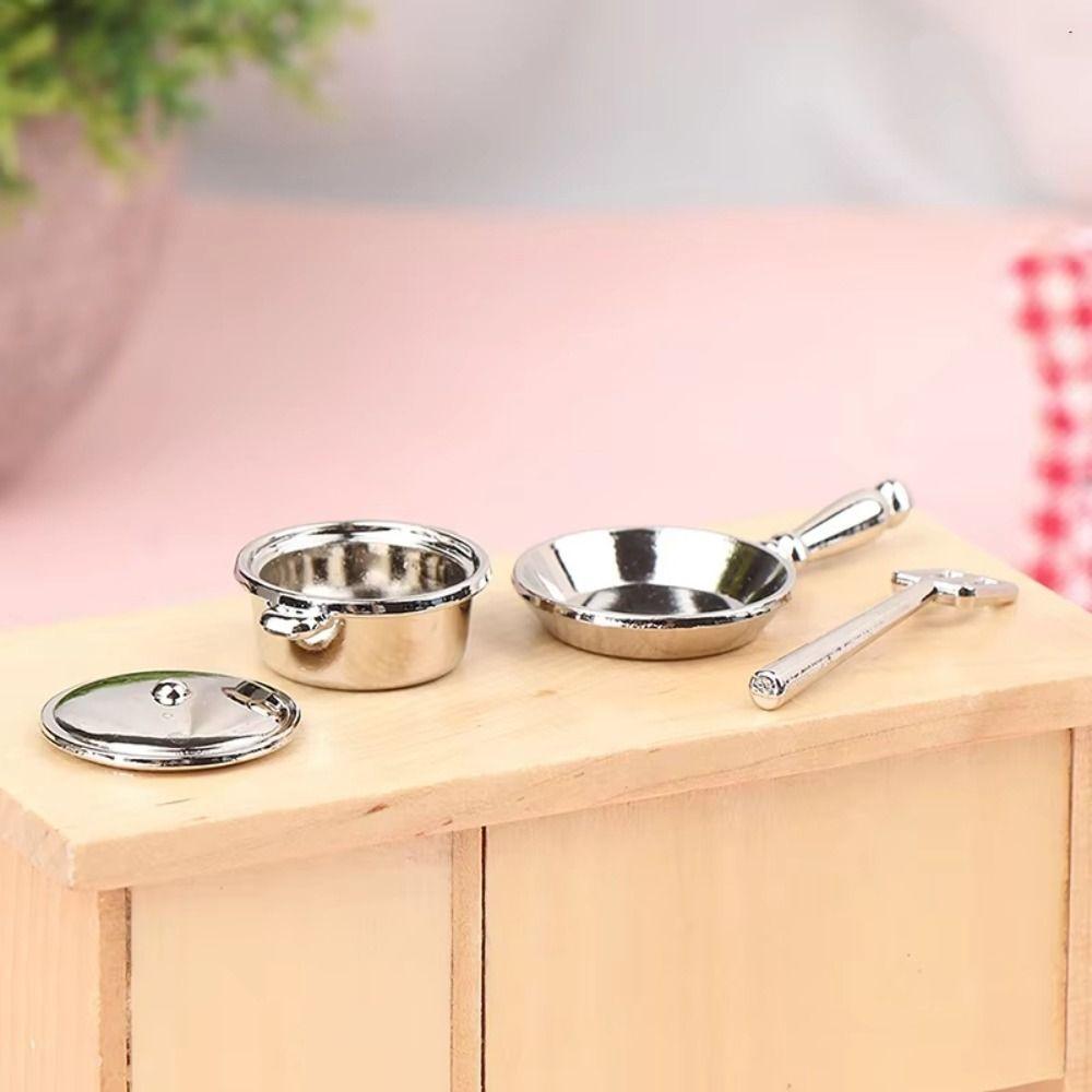 Miniature Dollhouse Kitchen Toys Cookware Pans Mini Kitchen Pot Dollhouse Kitchenware DIY Scene