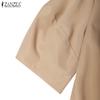 ZANZEA Women Casual Round Neck Solid Color 3/4 Sleeve Long Dress