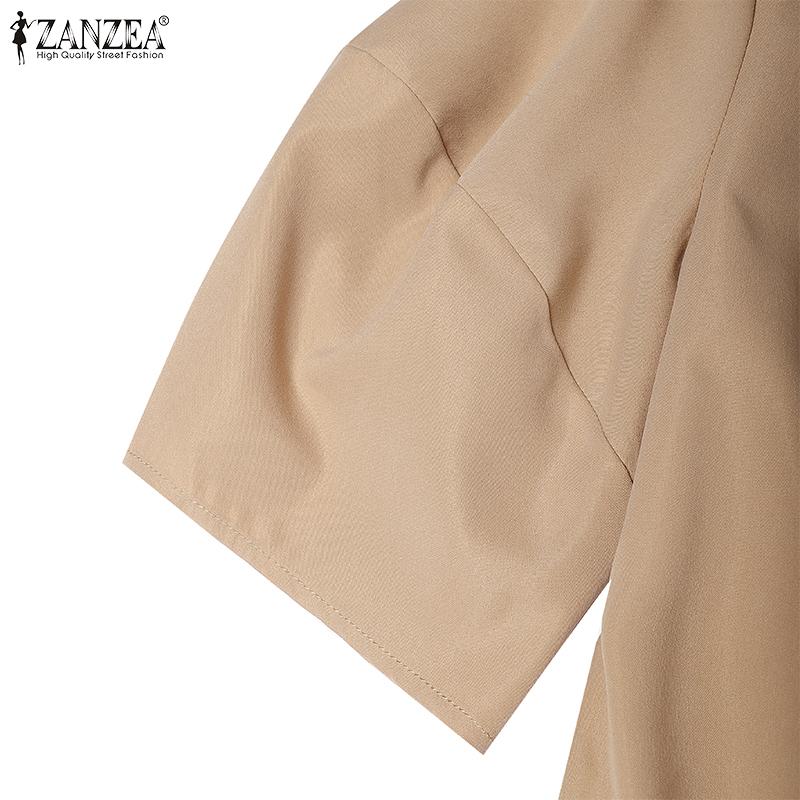 ZANZEA Dámské ležérní šaty s kulatým výstřihem, jednobarevné, s 3/4 rukávy, dlouhé