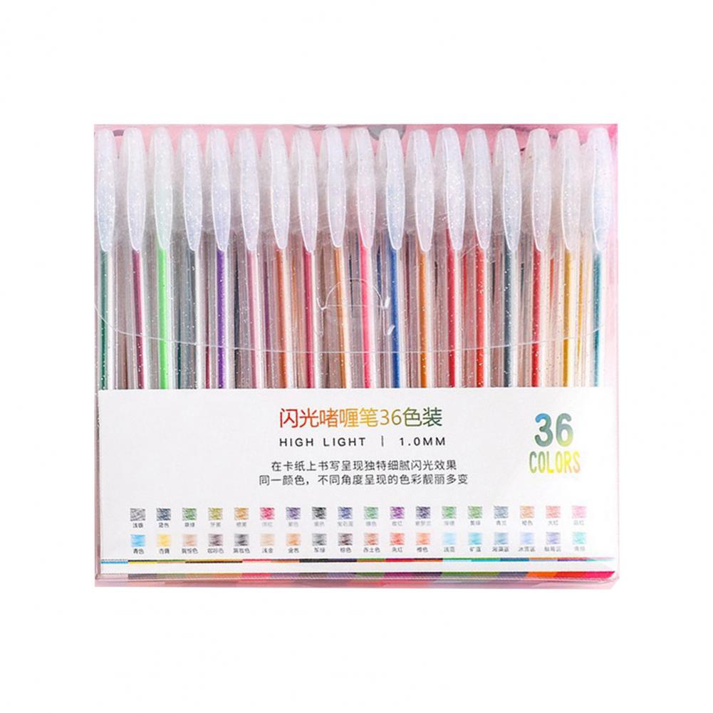 Pen Glitter Body Highlighter Multicolored Highlighter Pen Set with Transparent Body Smooth Metal Tip Glitter Gel for Coloring