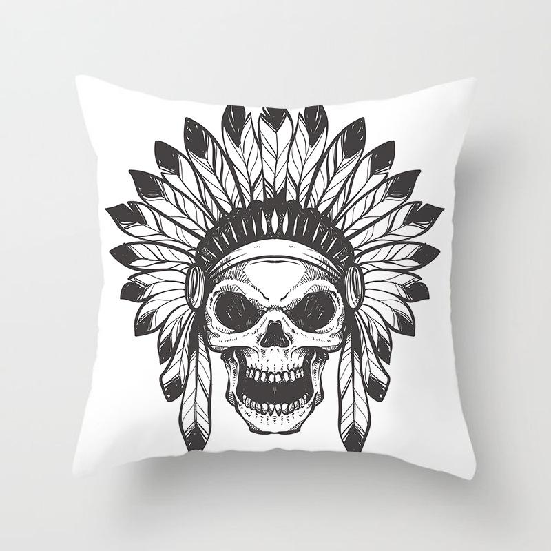 Black and White Ethnic Style Elephant Print Car Cushion Cover Sofa Pillow Cover Homewares