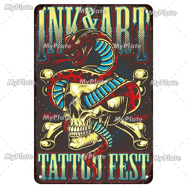 

[MyPlate] Vintage Tattoo Studio Poster Store Metal Sign Plate Tin Sign Wall Crafts Retro Decor For Home Plaque Decoration Gift 20x30cm（7.8x11.8inch）