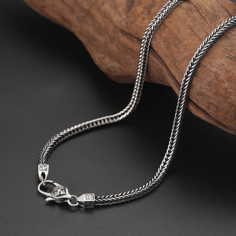 

4 мм квадратное ожерелье из лисьего хвоста для мужчин и женщин ретро классическое плетеное длинное цепочное ожерелье аксессуары 55cm