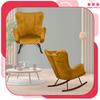 Scandinavian Vika Wing Chair, Rocking, On Runners, Family Meble, Mustard Yellow