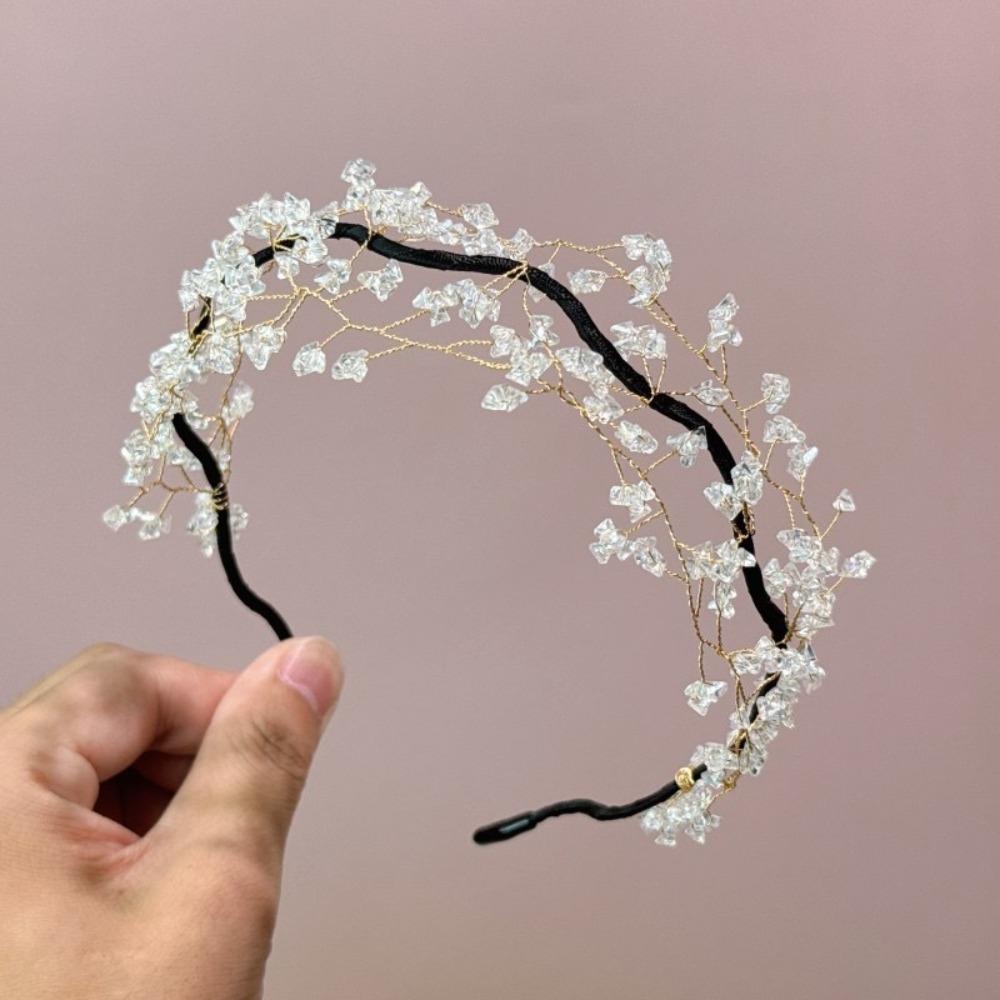 Luxury Crystal Beaded Hair Hoop Korean Style Wedding Headwear Trendy Fairy Vintage Headband  Women