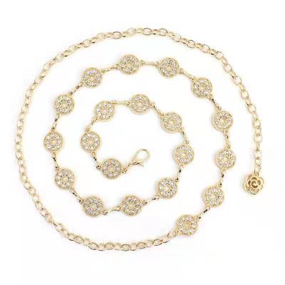 Women's Waist Chain Hook Adjustment Versatile Skirt Dress Decorative Chain Small Fragrance Feng Shui Diamond Inlaid Metal Thin Belt