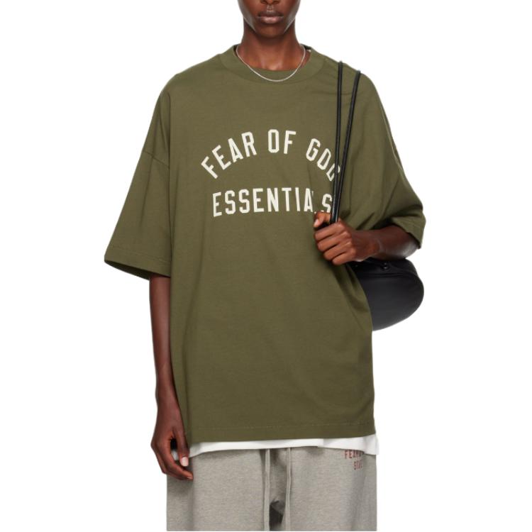 Fear of God Essentials Jersey Crewneck Tee Military Men Tops Green 125BT244195F