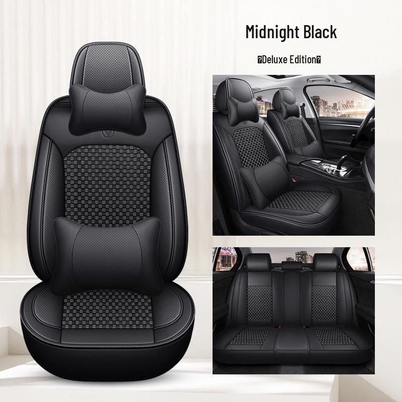 Ice Silk Breathable Leather Car Seat Cushion - Universal Fit, All-Season, Fully Surrounding Design