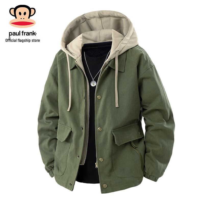 Paul Frank Men's Faux Two-Piece Hooded Loose Colorblock Casual Jacket