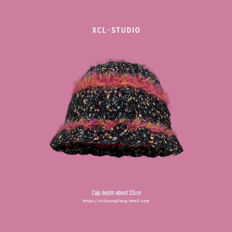 Colorful, Warm Wool Hat with Large Circumference and Cute Autumn-Winter Earmuffs