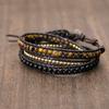 Unique Mixed Triple Simple Leather Beaded Bracelet, Tiger Eye, Copper, Black Beaded Beaded Bracelet Friendship Bracelets Jewelry