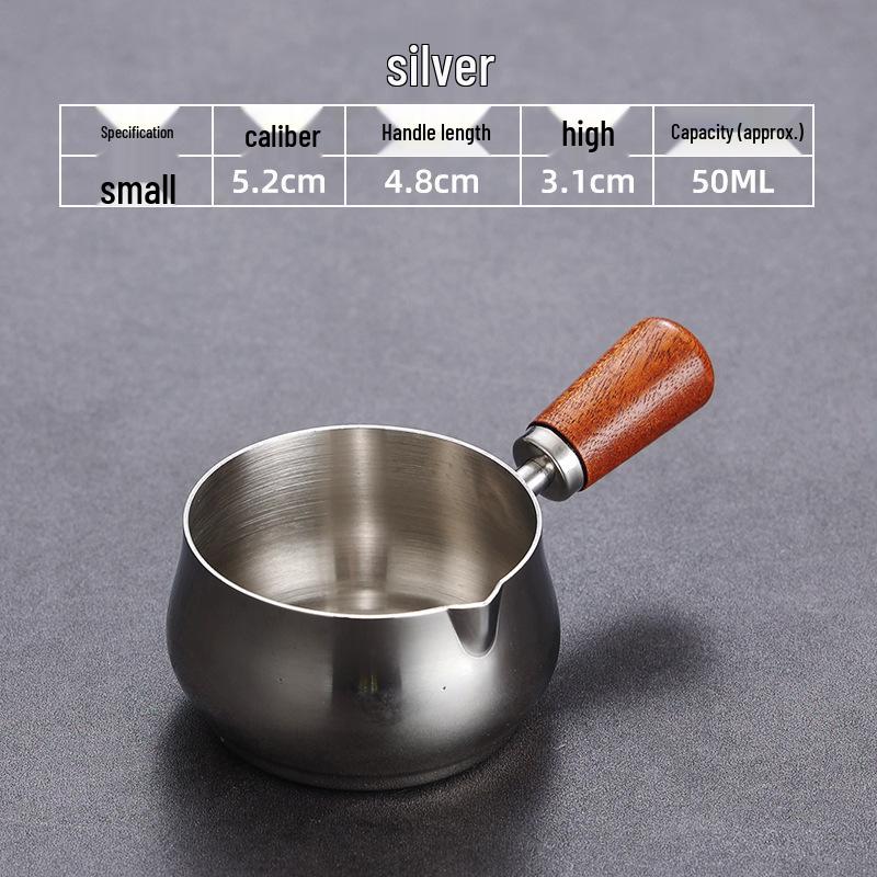 

Чашка для соуса из нержавеющей стали с деревянной ручкой - Идеально подходит для стейка, салата и соусов для макания