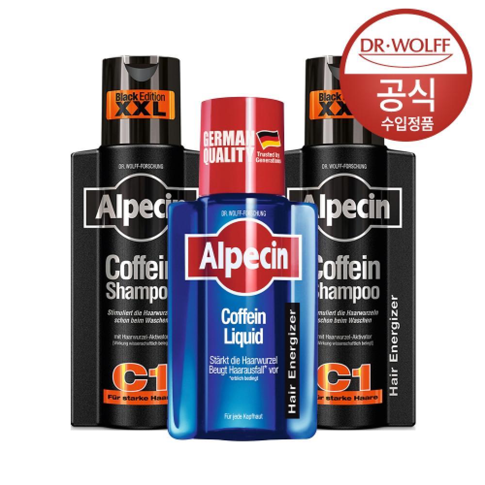 Alpecin Alpecin Caffeine Shampoo C1 Black Edition  Strengthens Hair And Scalp  375ml X 2+ Liquid Hair Tonic 200ml NONE