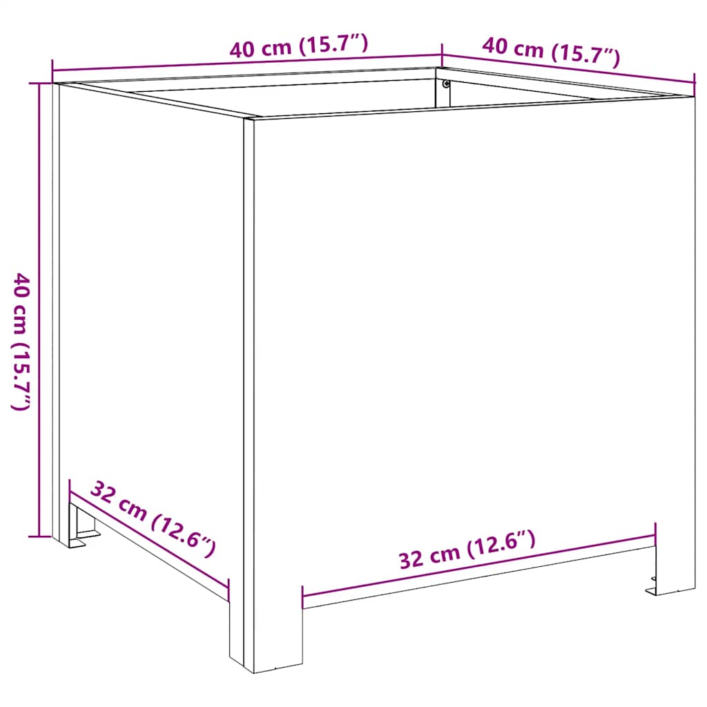 Plant Pot Anthracite 40x40x40 Steel