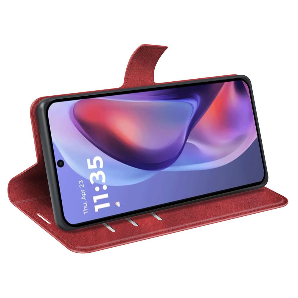 Do etui Motorola Moto E15 4G Stand Case, odporne na zarysowania, ze skóry cielęcej