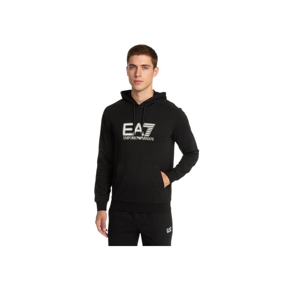Emporio Armani EA7 Letter Number Hooded Long Sleeve Sweatshirt Men Sweatshirt Black 6DPM62-PJVRZ-1200