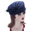 Fascinator Hats for Women Winter Embroidered Veil Wool Felt Pillbox Hats for Formal Cocktail Party Wedding Hats Fedoras A140
