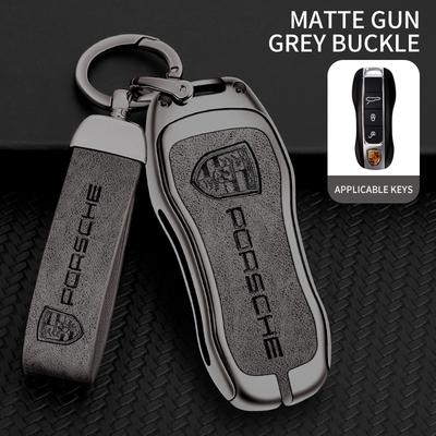 Alloy Leather Car Remote Key Case Cover Shell Accessories For Panamera Carman Macann Bobst Cayenne 911 981 991 970 996