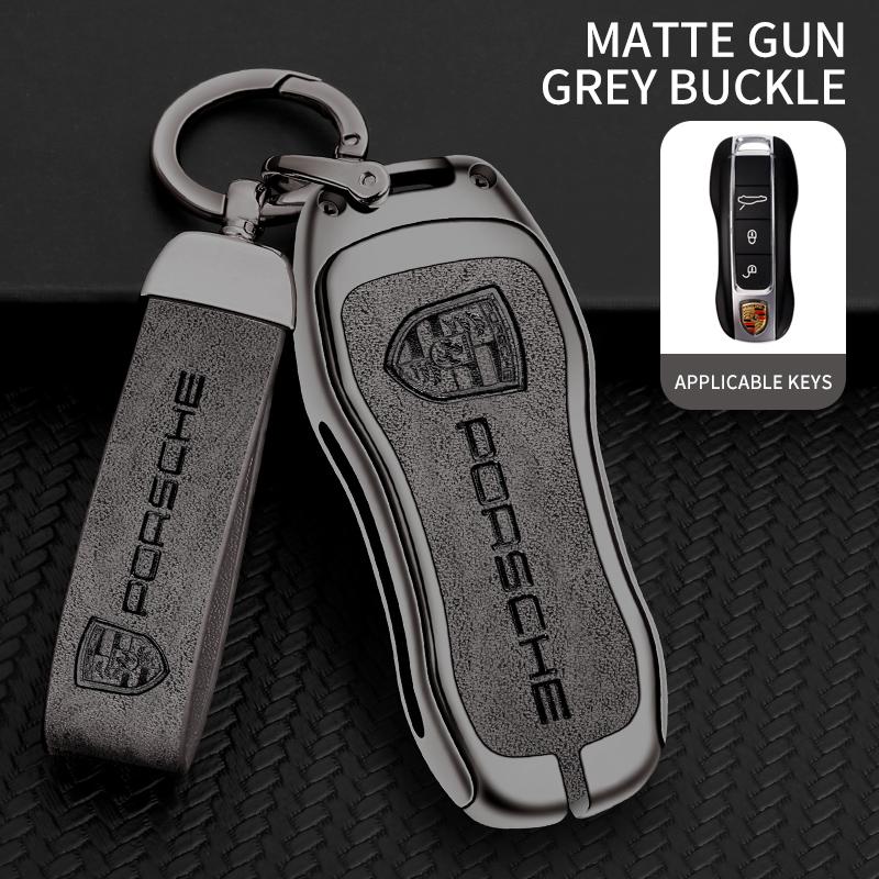 Kryt klíče od auta ze slitiny zinku a kůže, pouzdro na klíčenku pro Porsche 958 Macan 911 Panamera 996 991 Boxster 987 997 2019 2020 Příslušenství