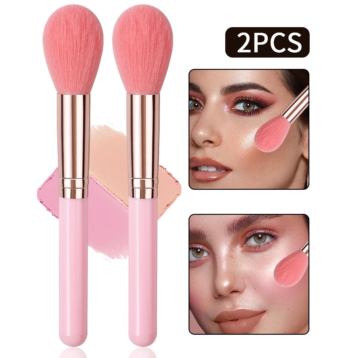 

2pcs Pink flame high-gloss brush, soft bristle blush brush, beginner s makeup brush, portable and affordable beauty tool розовый
