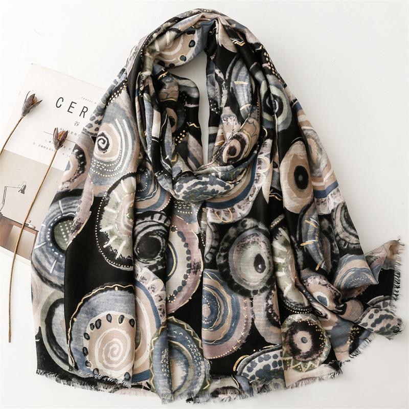 Winter Aztec Ethnic Circle Dot Fringe Viscose Shawl Scarf Lady High Quality Print Pashmina Stole Bufandas Muslim Hijab 180*90Cm