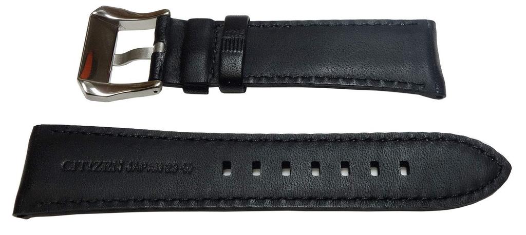 Citizen 23mm Black Calfskin Leather Watch Strap Men's PMV65-2272 (Genuine Strap)