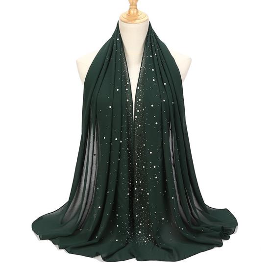 Lightweight Scarf Hot Drill Imitation Pearls Decor Headwrap Women Solid