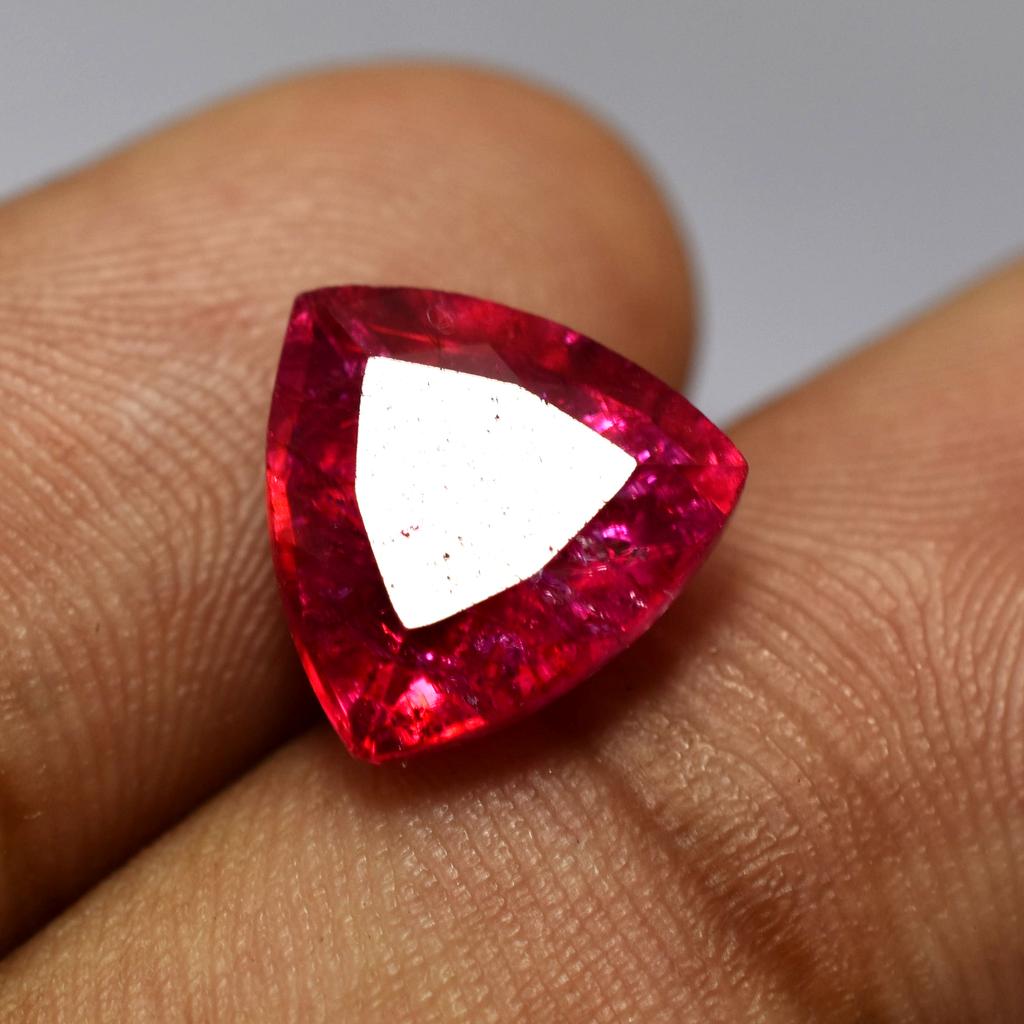 Natural Pink Ruby Loose Gemstone 9.32 Ct Trillion Cut for Jewelry Making and Gem Collections