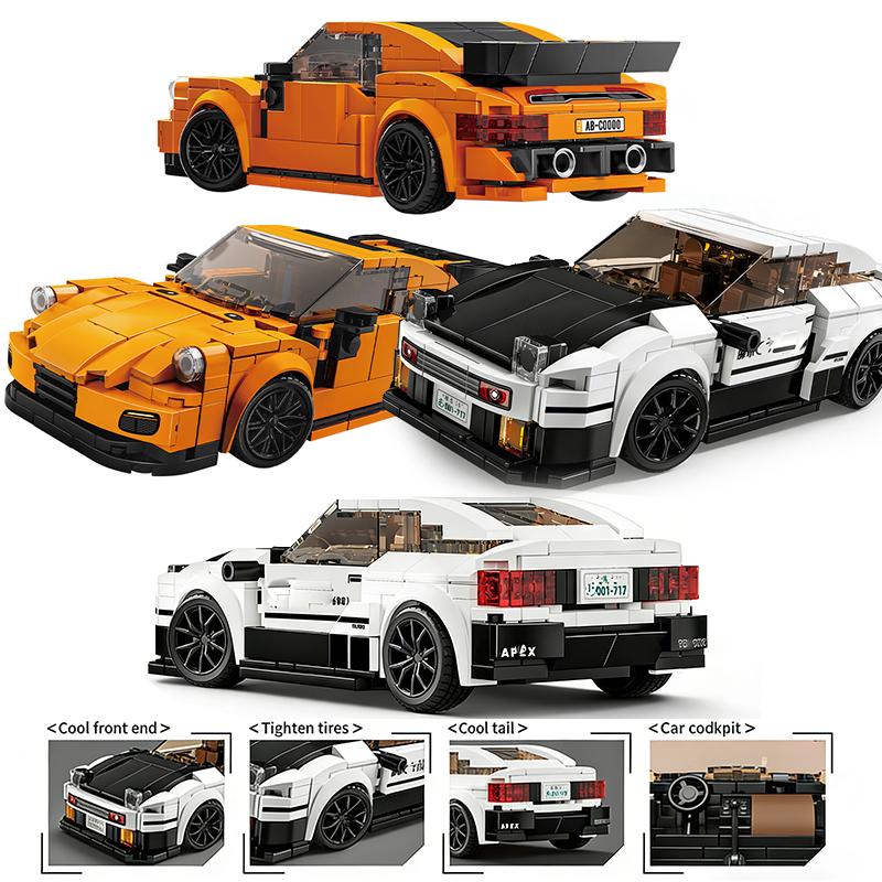 Creative MOC Car City Racing Vehicle Retro Speed Car Rally Building Blocks Bricks Ornament Toys For Kids Adults Birthday Gifts