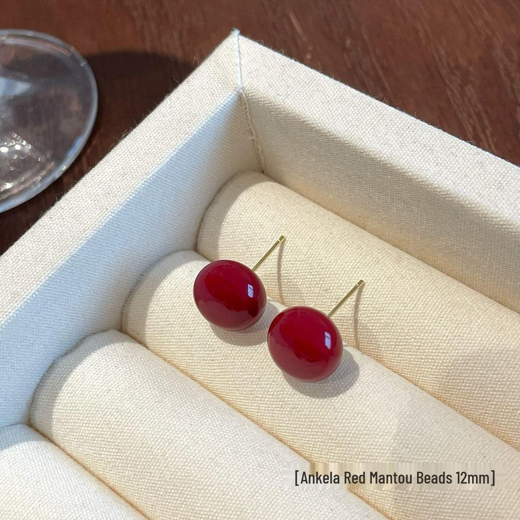 Ankela Rote Perlenstecker - Silberne Nadel, Vielseitiger Stil für Damen, Perfekt für die Neujahrskollektion